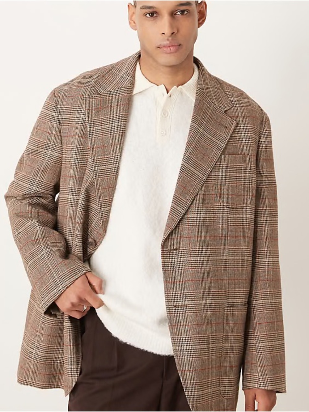 Oversized Brown Plaid Blazer